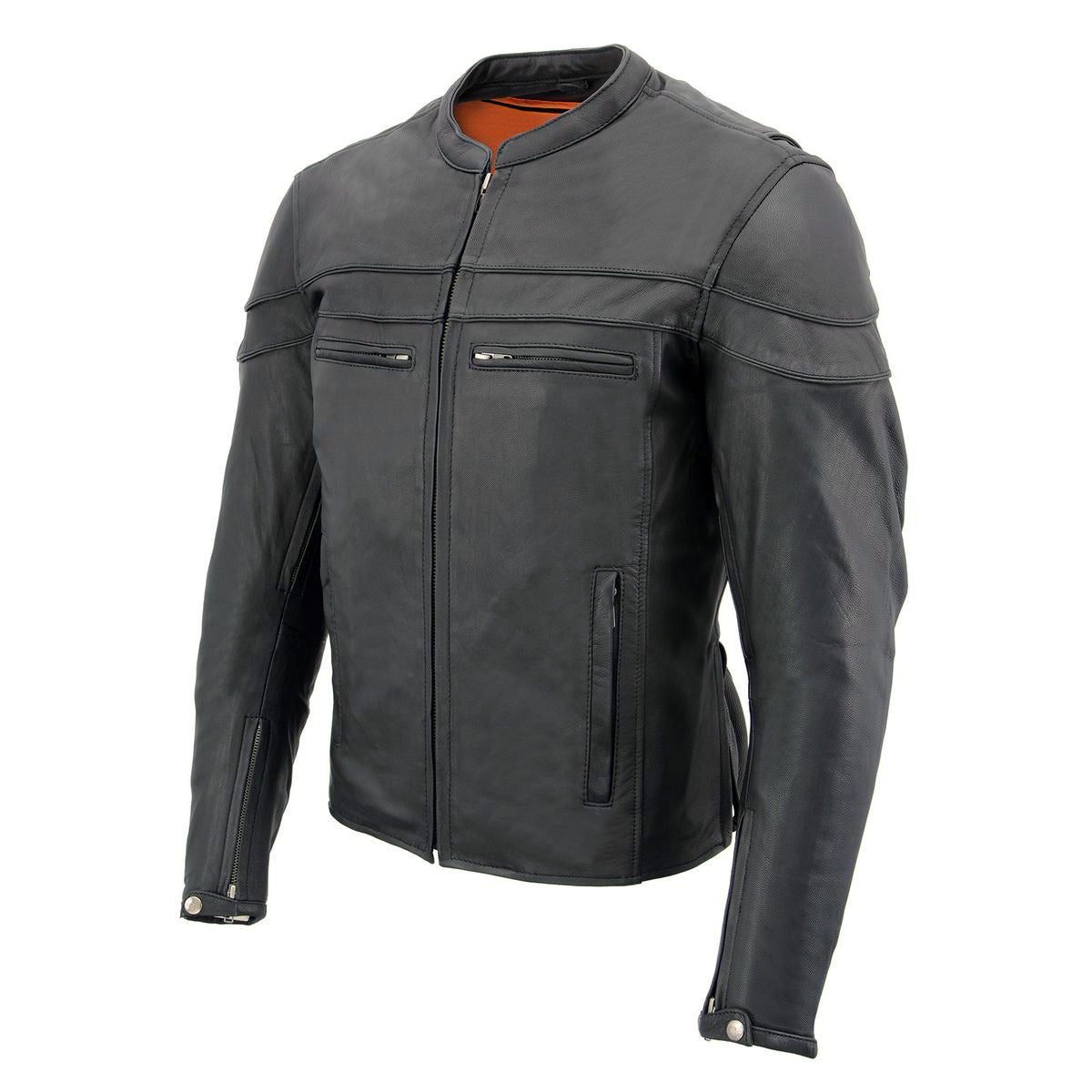 Milwaukee Leather MLM1526 Men's Stay Cool Black Premium Leather Sporty Motorcycle Jacket w/ Cool-Tec Leather Treatement