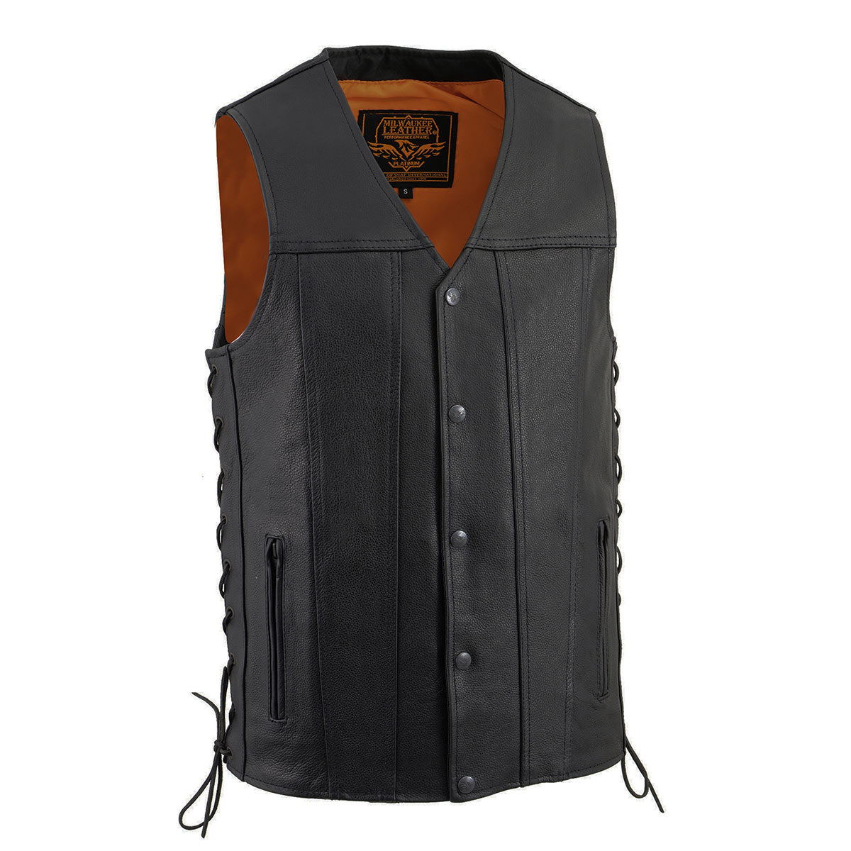 Milwaukee Leather Men's Collarless Snap/Zip Front Club Vest - My - View #10