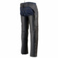 Milwaukee Leather Chaps for Men's Black Cool-Tec Naked Leather - 2 Zipped Thigh Pockets Motorcycle Chap - MLM5502