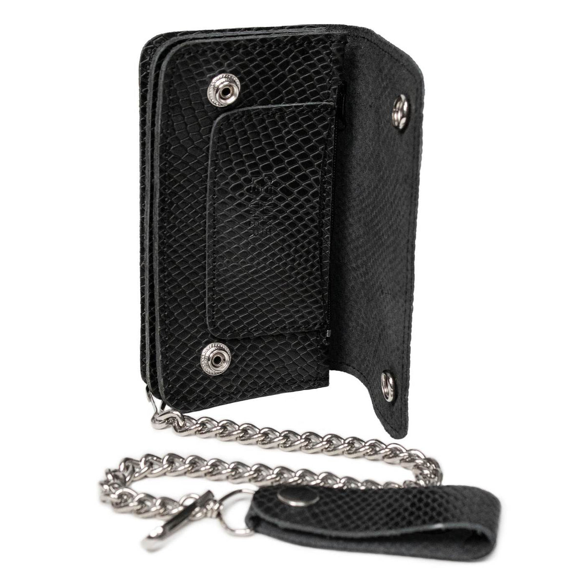 Milwaukee Leather Men's Black Snake-Stamped Wallet with 14-Inch Chain, MLW7848