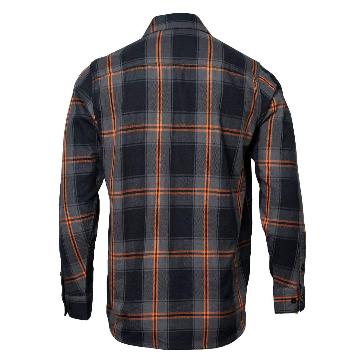 MMCC Burnline Men's Black Gray Orange Plaid Flannel Shirt - 100% Cotton Long Sleeve Button-Up - MMC11623