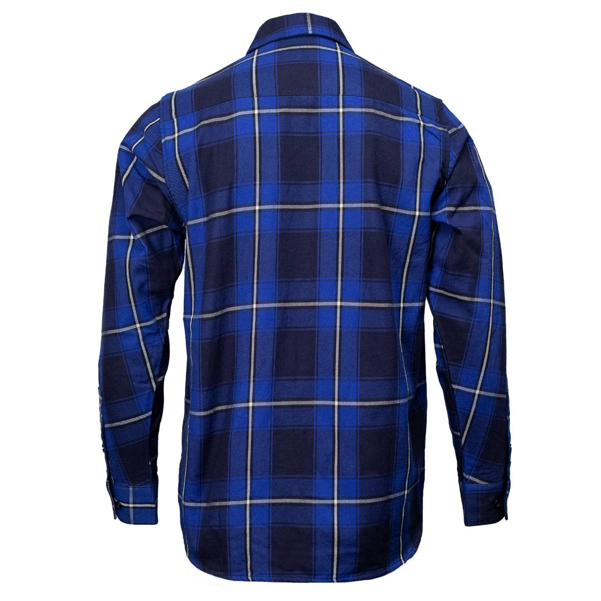 MMCC Blue Wire Men's Navy Blue White Plaid Flannel Shirt - 100% Cotton Long Sleeve Button-Up - MMC11624