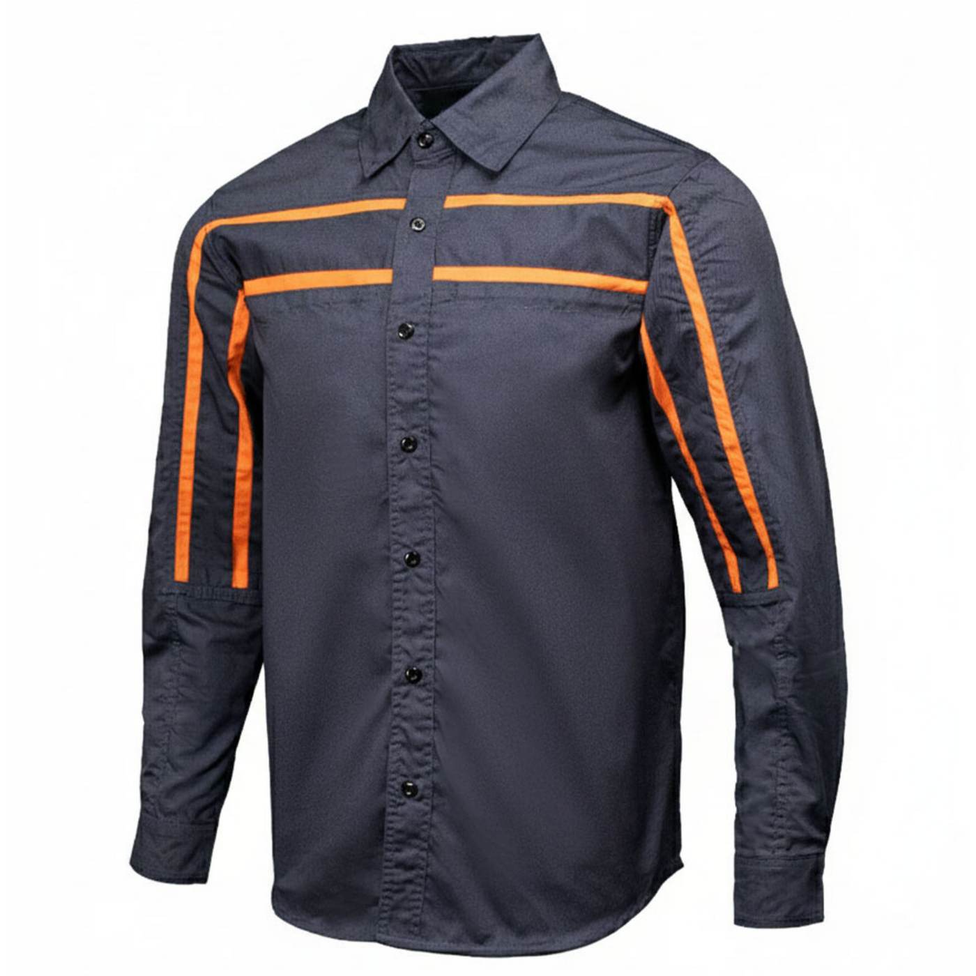 MMCC Men's Octane Gray Orange Poly-Blend Mechanic Shirt - MMC16001