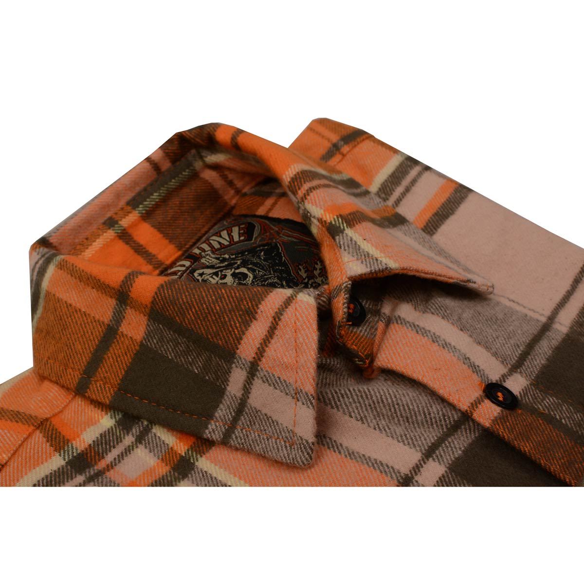 Milwaukee Leather Men's 'Wild One' Brown/Orange Long Sleeve 10.5-Oz Heavy Duty-Cotton Flannel Shirt MNG11701