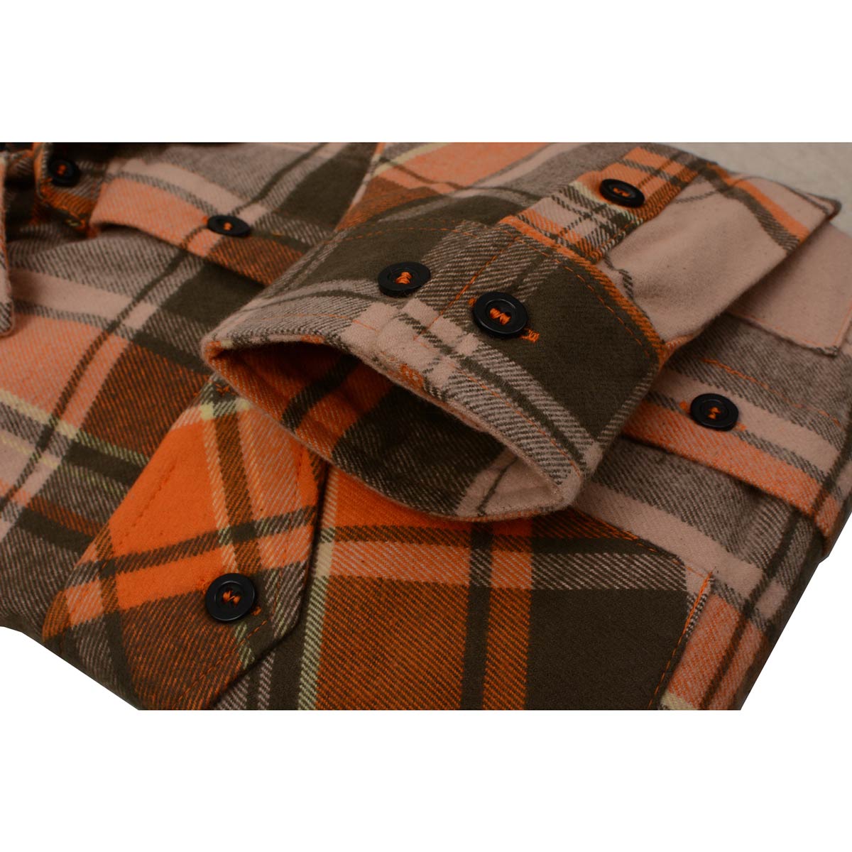Milwaukee Leather Men's 'Wild One' Brown/Orange Long Sleeve 10.5-Oz Heavy Duty-Cotton Flannel Shirt MNG11701
