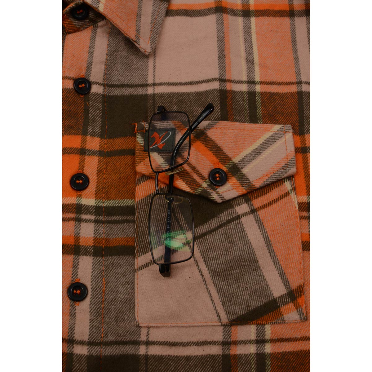 Milwaukee Leather Men's 'Wild One' Brown/Orange Long Sleeve 10.5-Oz Heavy Duty-Cotton Flannel Shirt MNG11701