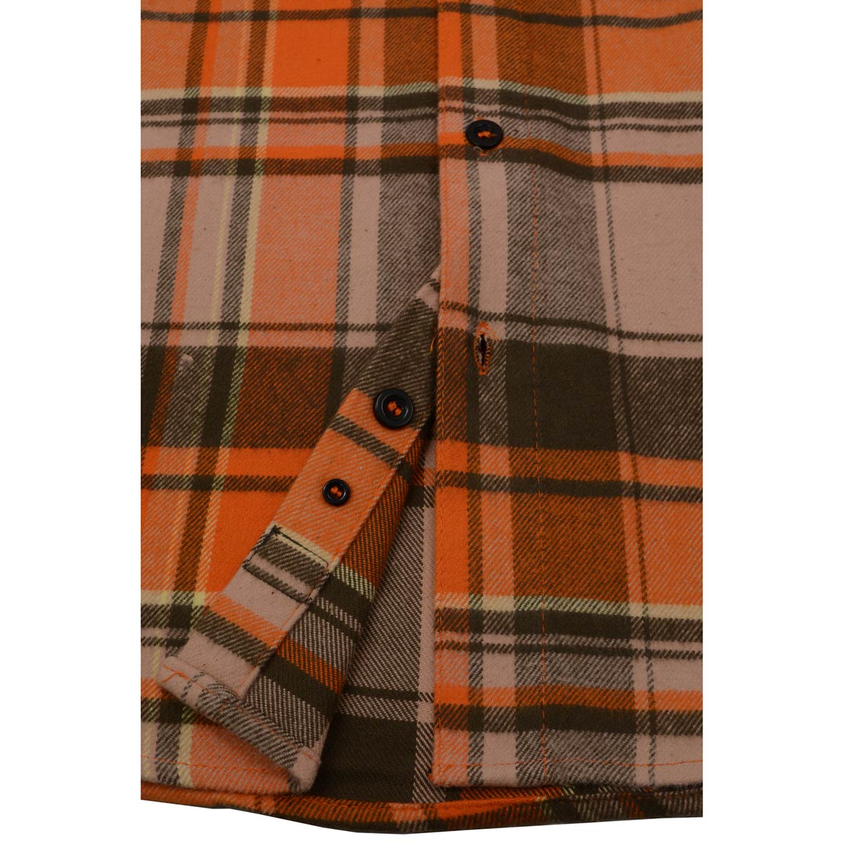 Milwaukee Leather Men's 'Wild One' Brown/Orange Long Sleeve 10.5-Oz Heavy Duty-Cotton Flannel Shirt MNG11701