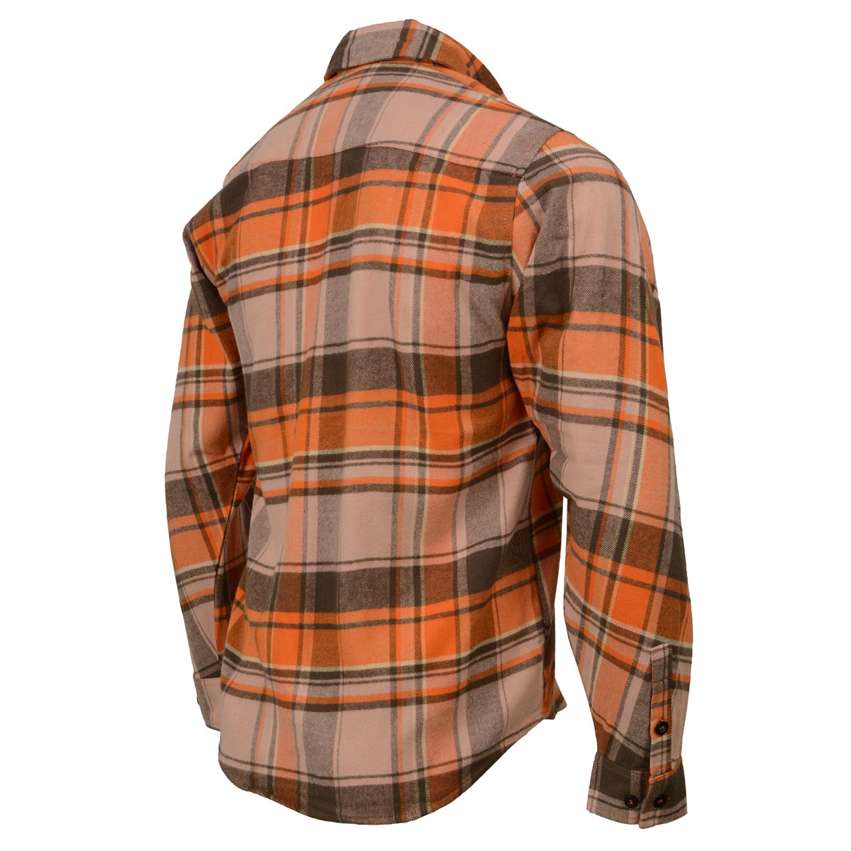 Milwaukee Leather Men's 'Wild One' Brown/Orange Long Sleeve 10.5-Oz Heavy Duty-Cotton Flannel Shirt MNG11701