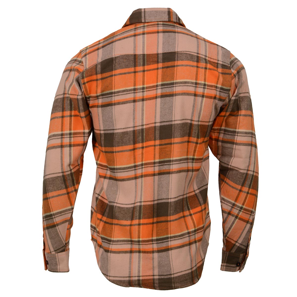 Milwaukee Leather Men's 'Wild One' Brown/Orange Long Sleeve 10.5-Oz Heavy Duty-Cotton Flannel Shirt MNG11701