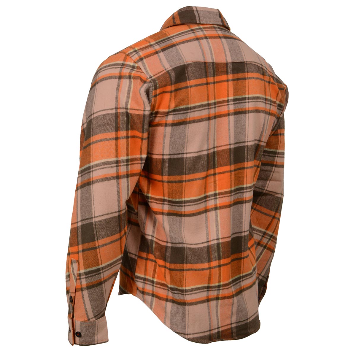 Milwaukee Leather Men's 'Wild One' Brown/Orange Long Sleeve 10.5-Oz Heavy Duty-Cotton Flannel Shirt MNG11701