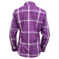 Milwaukee Leather MNG21605 Women's Casual Purple and White Long Sleeve Cotton Casual Flannel Shirt