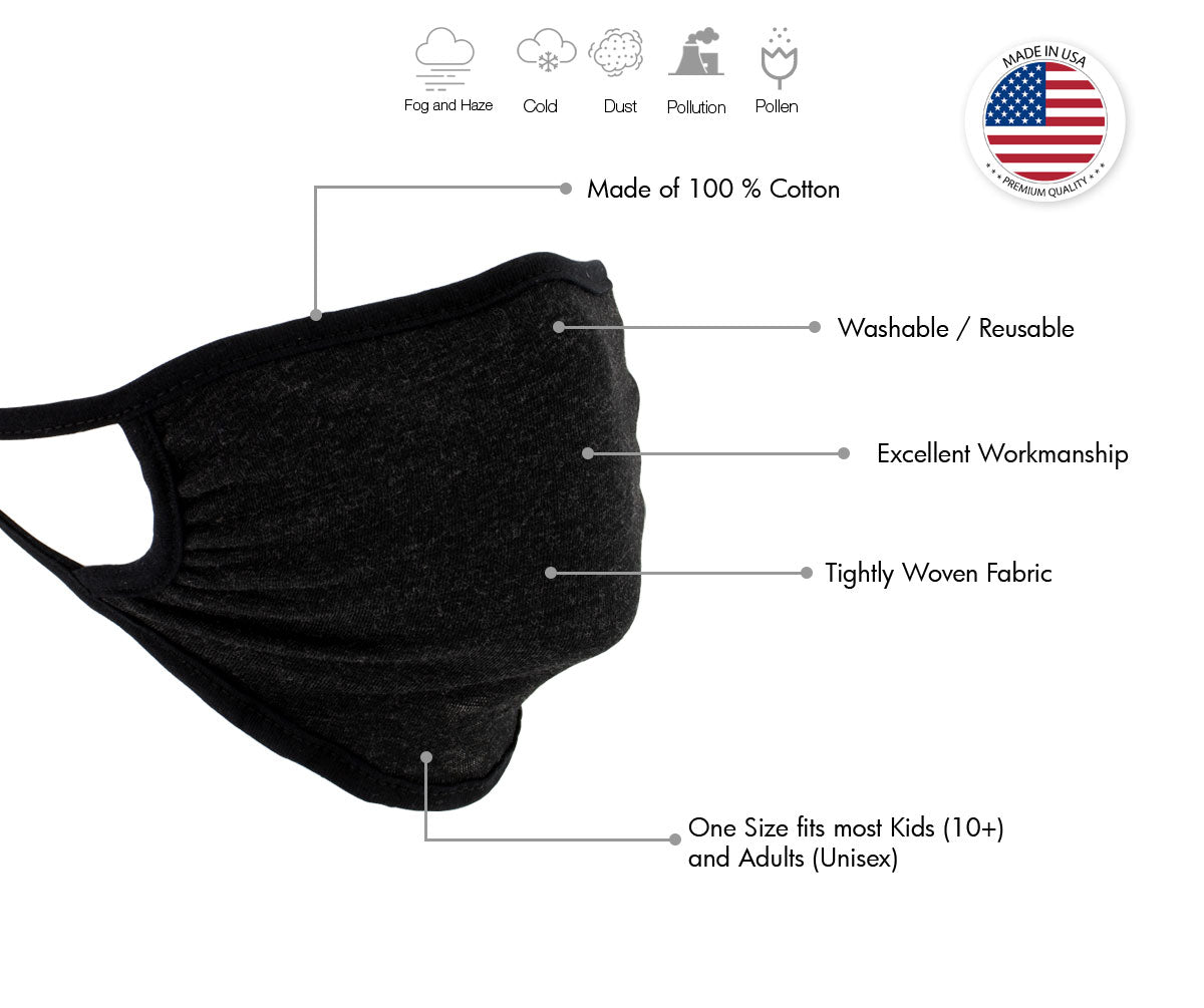 Milwaukee Leather MP7924FM (Multi-Pack) 'Black and Grey' USA Made 100 % Cotton Protective Face Mask