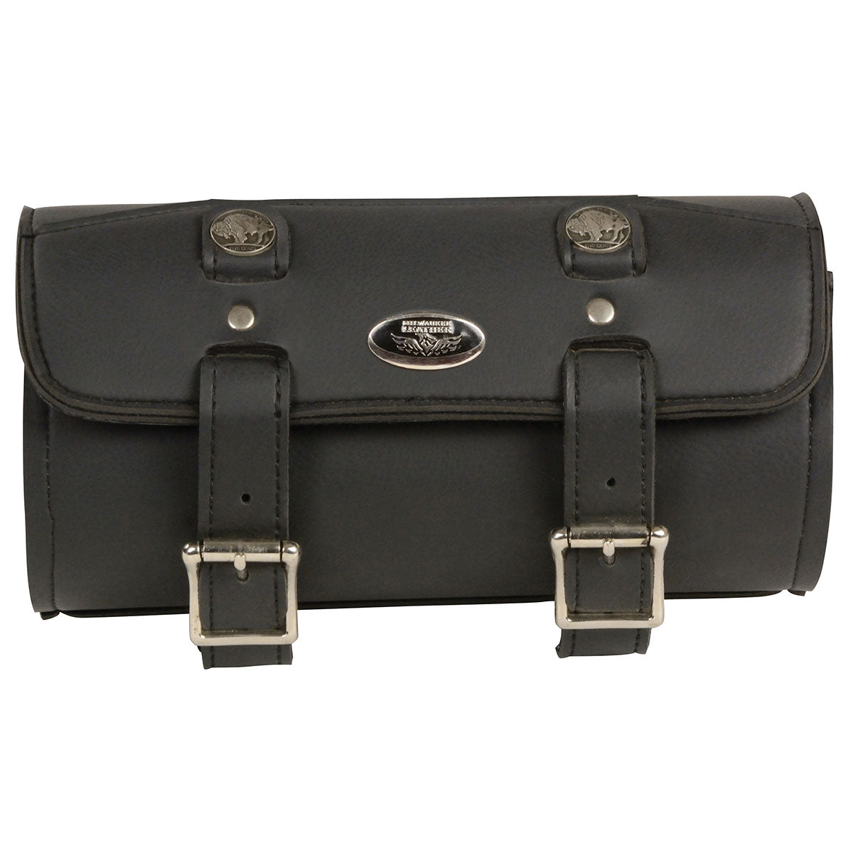 Milwaukee Leather MP8520 Black Small PVC Motorcycle Windshield Tool Bag with Buffalo Nickel Snaps