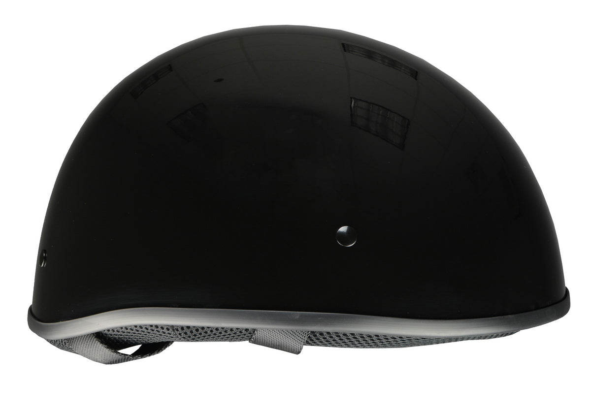 Milwaukee Helmets MPH9711DOT Bare Bones Glossy Black Half Motorcycle DOT Bikers Helmet