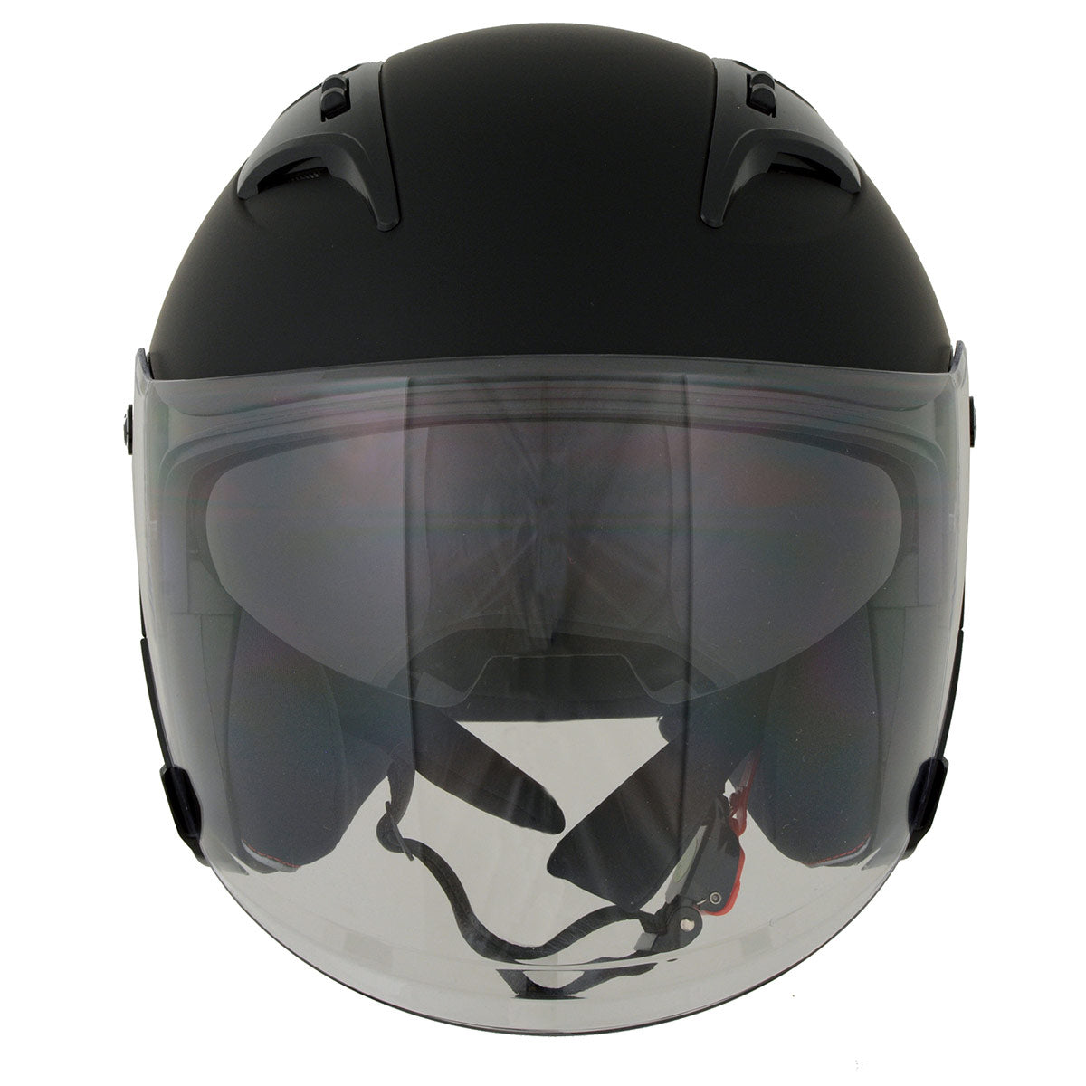 Milwaukee Performance Helmets MPH9805DOT Shift Open Face 3/4 Matte Black Helmet Biker w/ Drop Down Visor