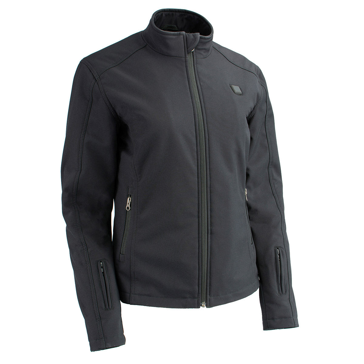 Nexgen Heat MPL2760SET Women's Black Soft Shell Zipper Front Heated Jacket Powered By Rechargeable 10000mAh Battery Pack