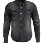 Milwaukee Leather MPM1620 Men's Black Flannel Biker Shirt with CE Approved Armor - Reinforced w/ Aramid Fibers
