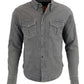 Milwaukee Leather MPM1621 Men's Grey Flannel Biker Shirt with CE Approved Armor - Reinforced w/ Aramid Fibers