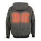 Nexgen Heat MPM1714SET Men's Grey Heated Hoodies - Front Zipper Textile Heated Jacket for Winter w/Battery Pack