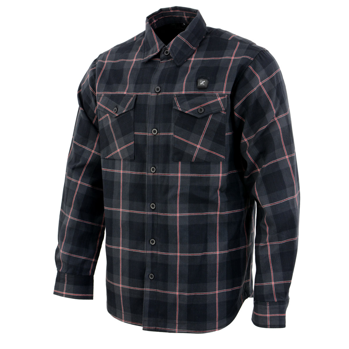 NexGen Heat Men's NXM1602SET Riffraff Black/Grey/Red Heated Flannel Sleeve Shirt for Outdoor Activities