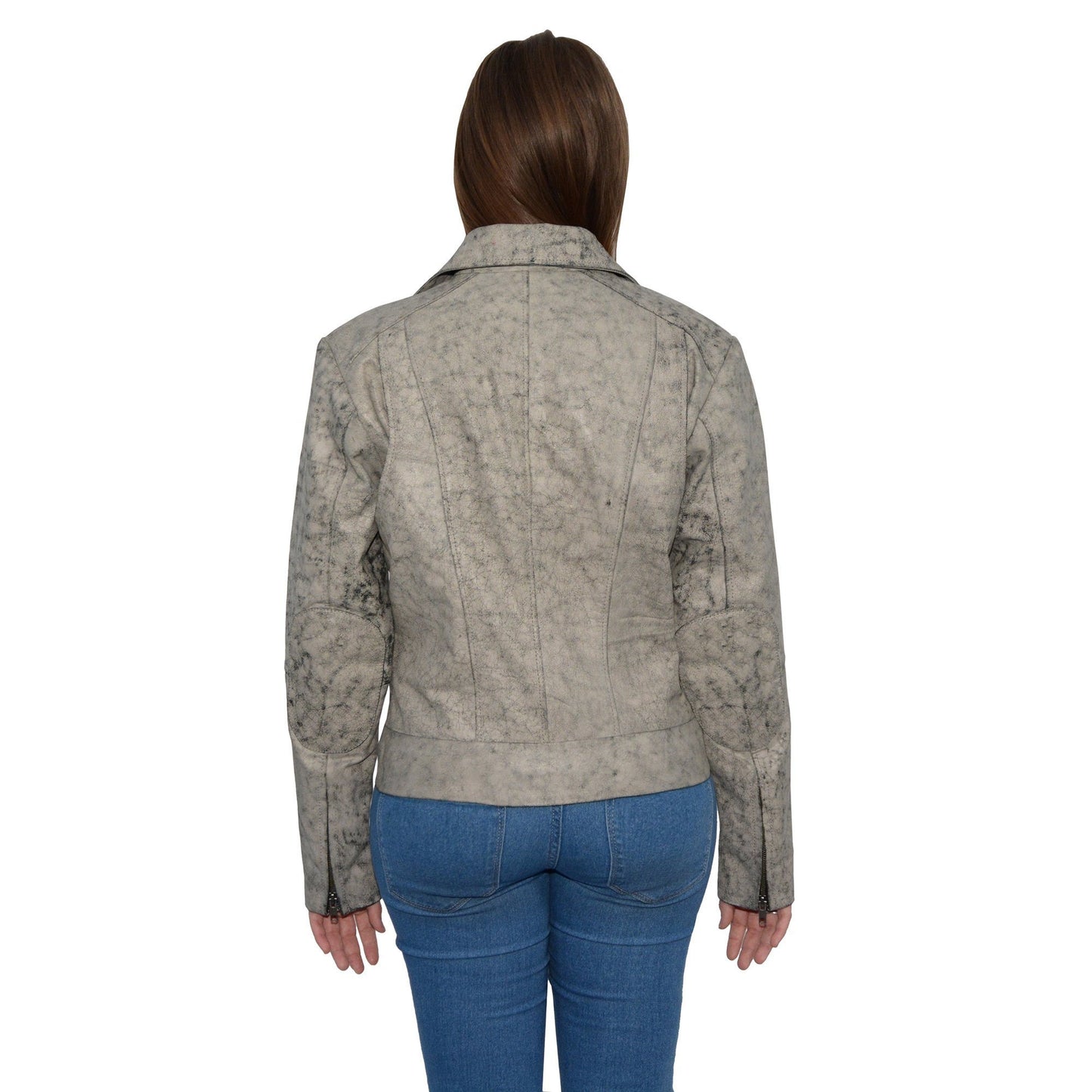 Milwaukee Leather SFL2835 Women's Distressed Brown Motorcycle Style Fashion Leather Jacket with Asymmetrical Zipper