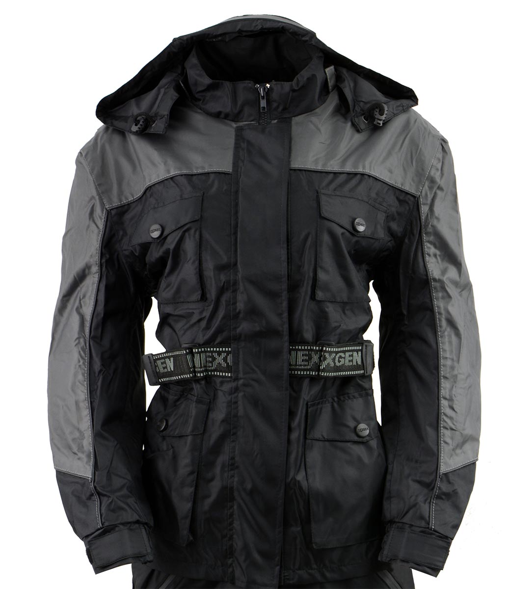 NexGen Ladies SH204901 Black and Grey Armored and Hooded Water Proof Rain Suit