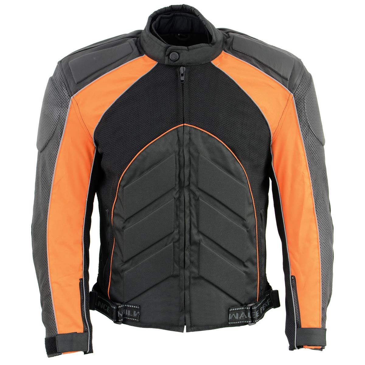 NexGen SH2153 Men's Combo Black and Red CE Armored Leather and Textile with Mesh Motorcycle Jacket