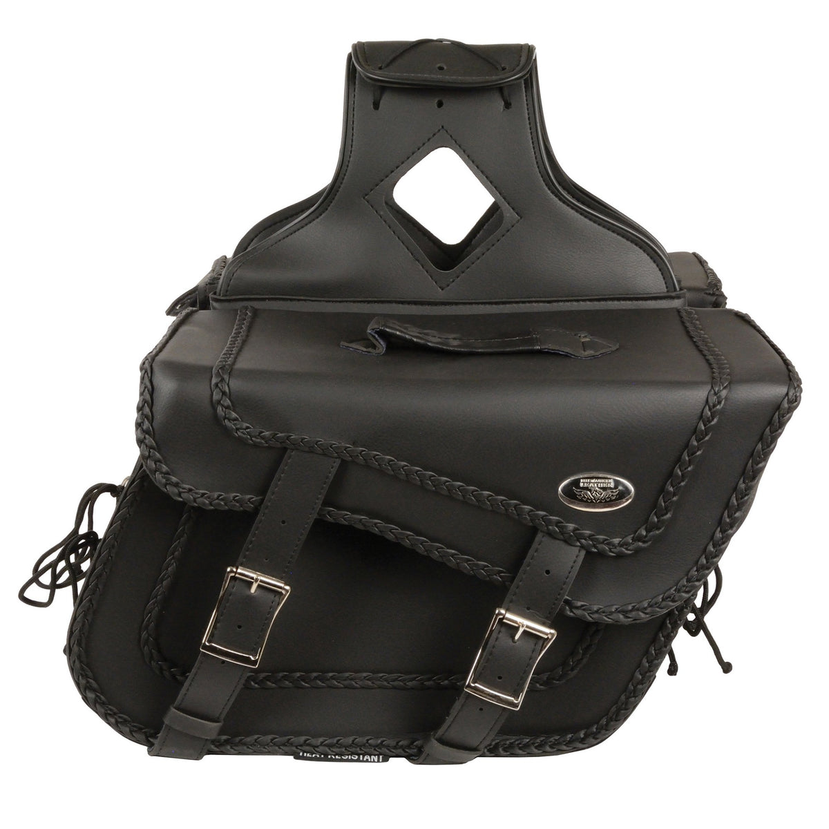 Milwaukee Leather SH664ZB Large Braided Zip Off PVC Throw Over Saddlebags