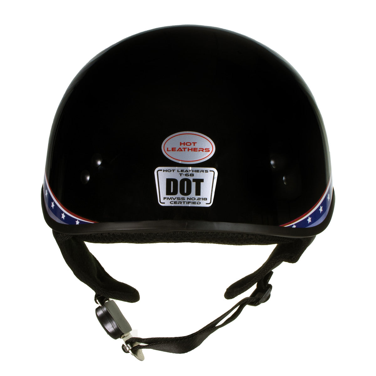 Hot Leathers HLT68 Eagle Black Advanced DOT Approved Motorcycle Skull Cap Half Helmet Biker