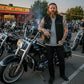 Milwaukee Leather DM1331 Men's Black Denim Motorcycle Biker Riders Vest w/ Shirt Style Collar
