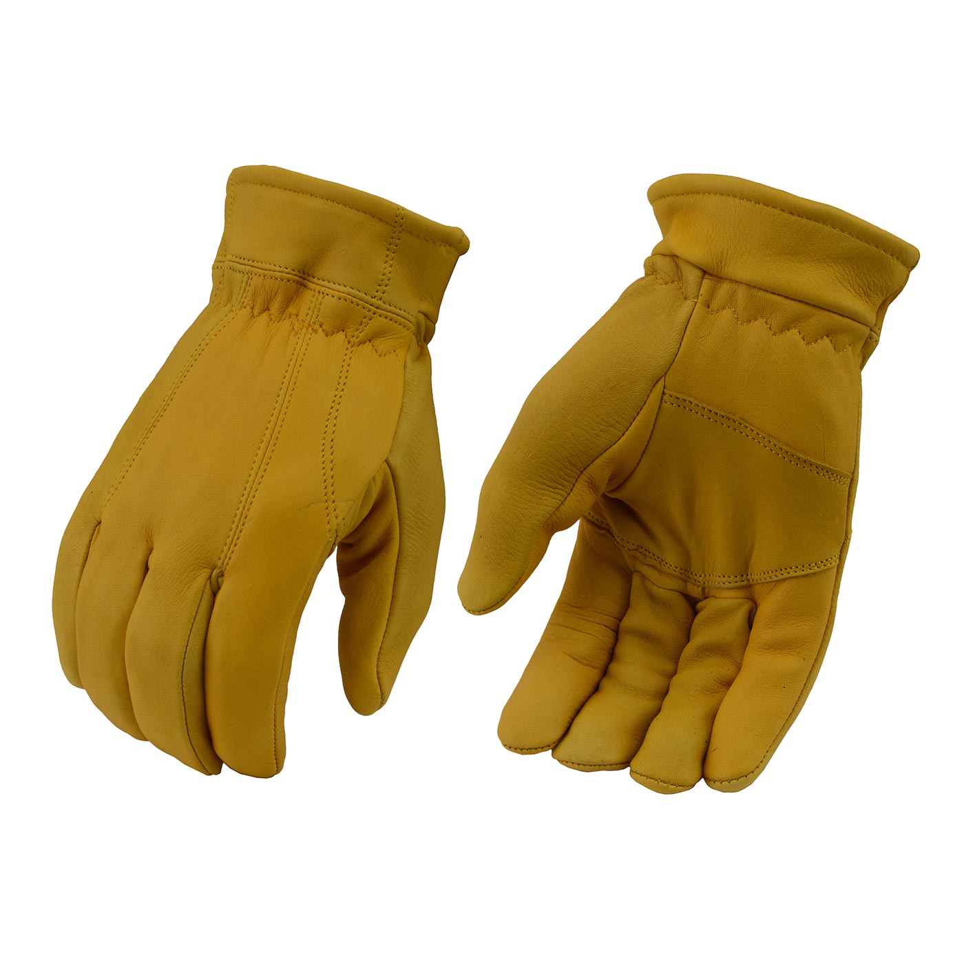 Milwaukee Leather Men's Deerskin Leather Gloves - Yellow, Lined, Lightweight, Elastic Wrist - MG7542