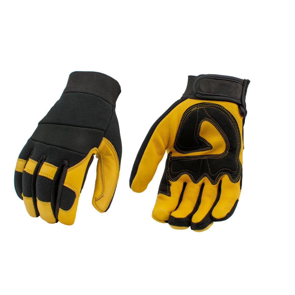 Milwaukee Leather Men's Yellow and Black Full Grain Deerskin Gloves - MG7543