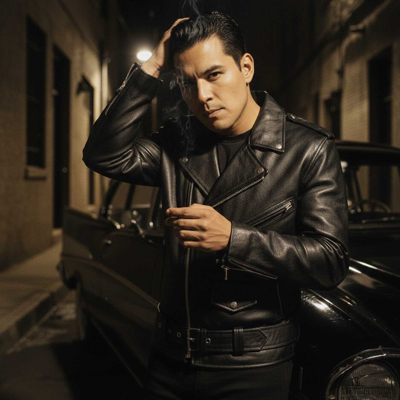 Event Leather EL5411 Men's Black Classic Side Lace Motorcycle Leather Jacket – Motorcycle Riding Jackets
