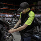 Milwaukee Motorcycle Clothing Co. Men’s Blk/Green Mechanic Work Shirt – w / Reflective Strip, Rider‑Built MDM11604