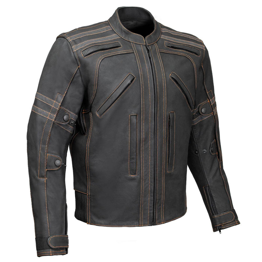 Milwaukee Leather Men's Matte Black Street CE Armored Motorcycle Vented Jacket - Reflective - LKM17012