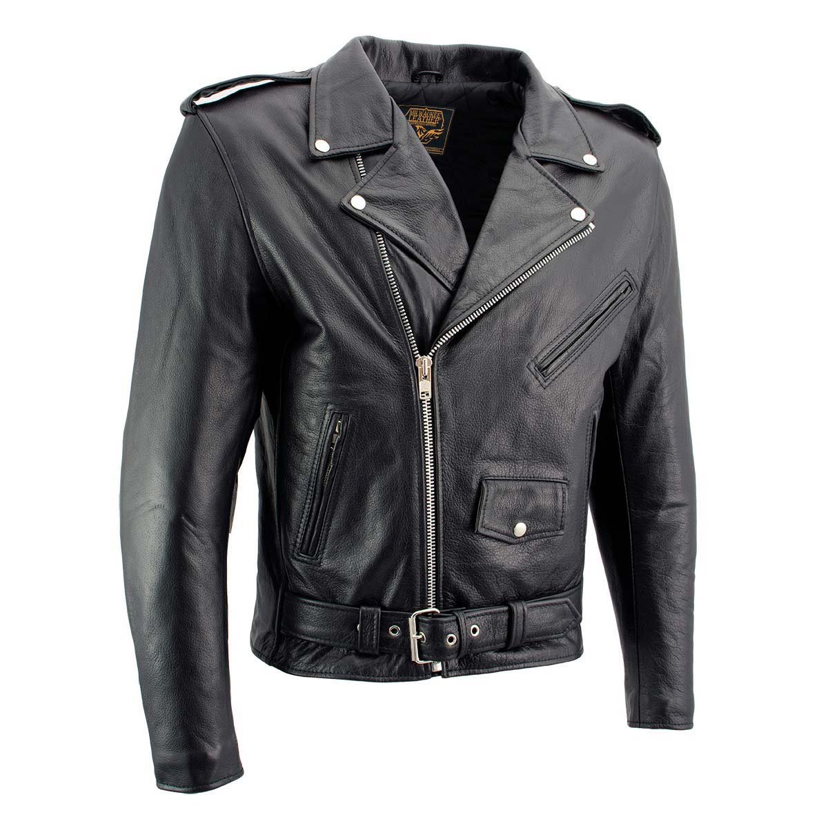 Milwaukee Leather Men's Classic Armored Black Leather Motorcycle Jacket w/ CE Armor - LKM17020