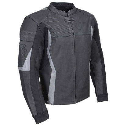 Milwaukee Leather Men's Stryde Black and Grey Matte Finish Racer Leather Motorcycle Jacket - LKM17024