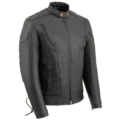 Milwaukee Leather LKM1900 Boy's Black Leather Side Lace Vented Moto Jacket