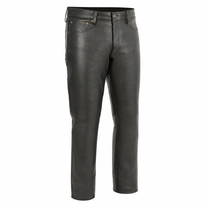 Milwaukee Leather LKM5718 Men's Classic Black Loose Fitted Motorcycle Casual Leather Biker Pants