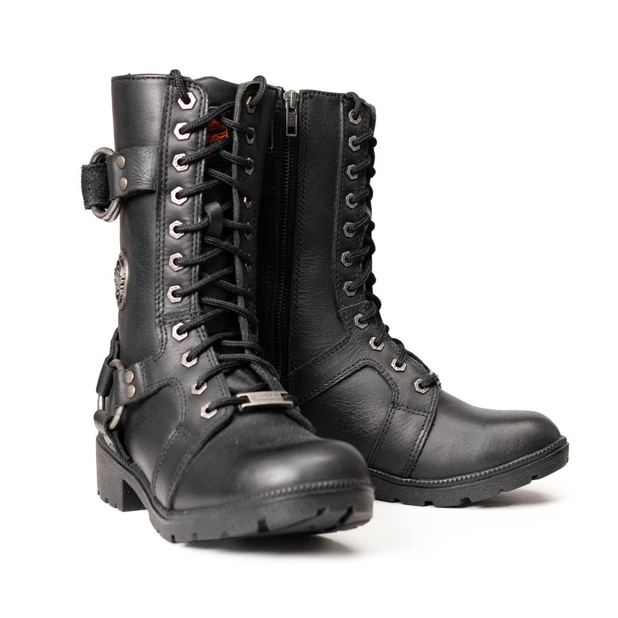 Milwaukee Leather Women’s Waterproof Leather Ring Strap Lace-To-Toe Riding Boots – Zipper Lock Design - MBL9391