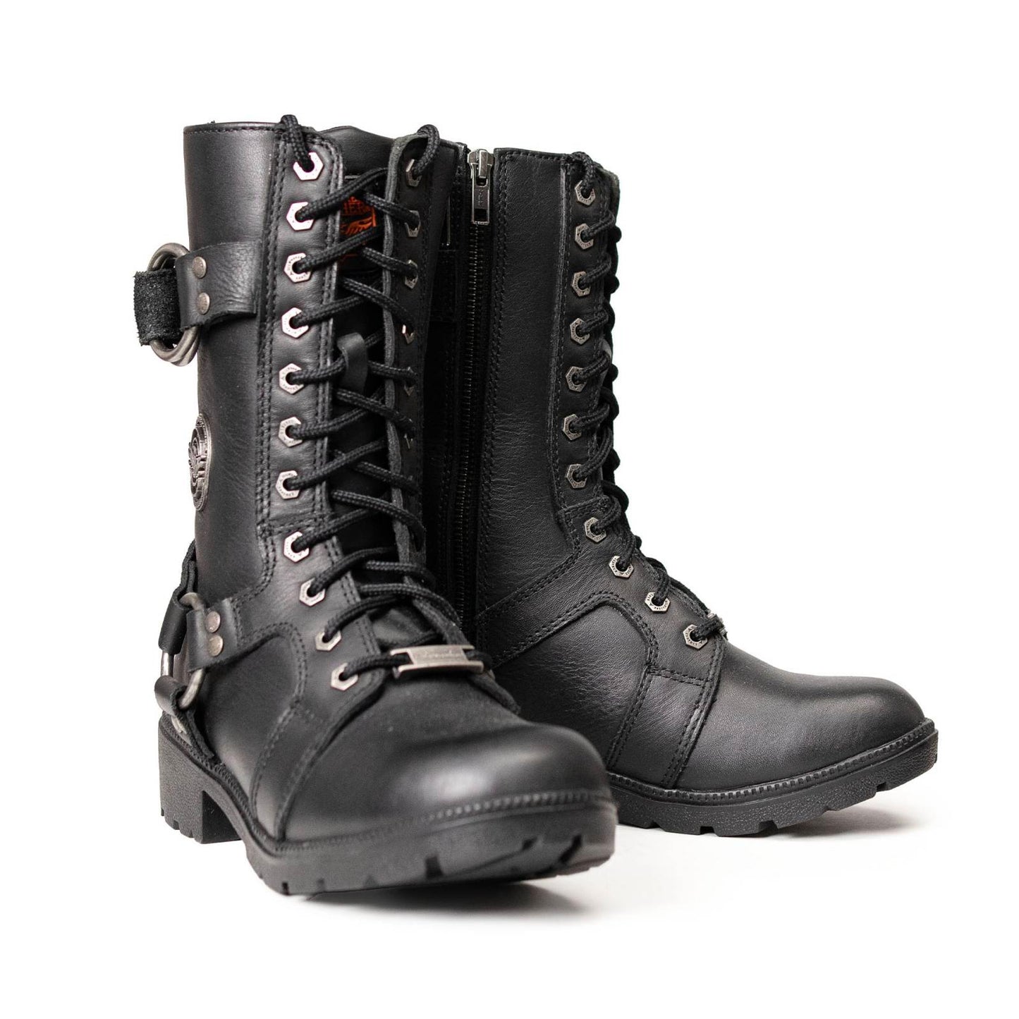 Milwaukee Leather Women's Premium Leather Motorcycle Riding Boots - Lace-To-Toe Harness - Zipper Closure - MBL9391