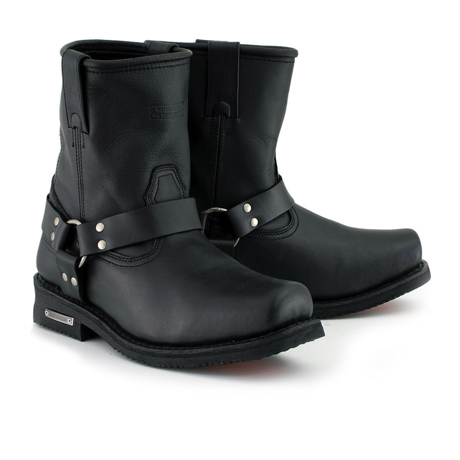 Milwaukee Leather Men's Butch Classic Black Short Harness Motorcycle Boots - MBM9023