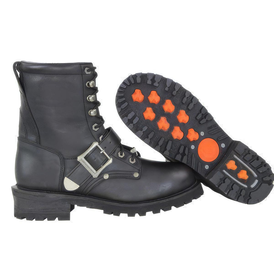 Milwaukee Leather Men's Rage Black Lace-Up Leather Motorcycle Boots, MBM9035
