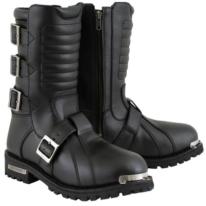 Milwaukee Leather Men's Executioner Black 2.2mm Buckle Motorcycle Boots, MBM9039