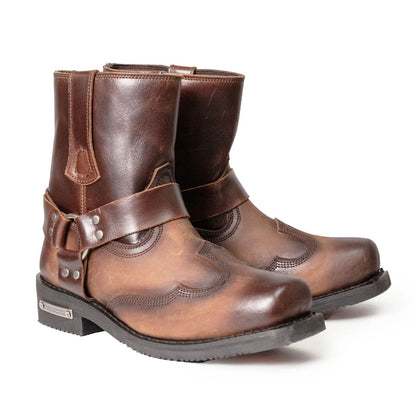 Milwaukee Leather Men's Copper Ridge Brown Suede Motorcycle Harness Boots - MBM9054