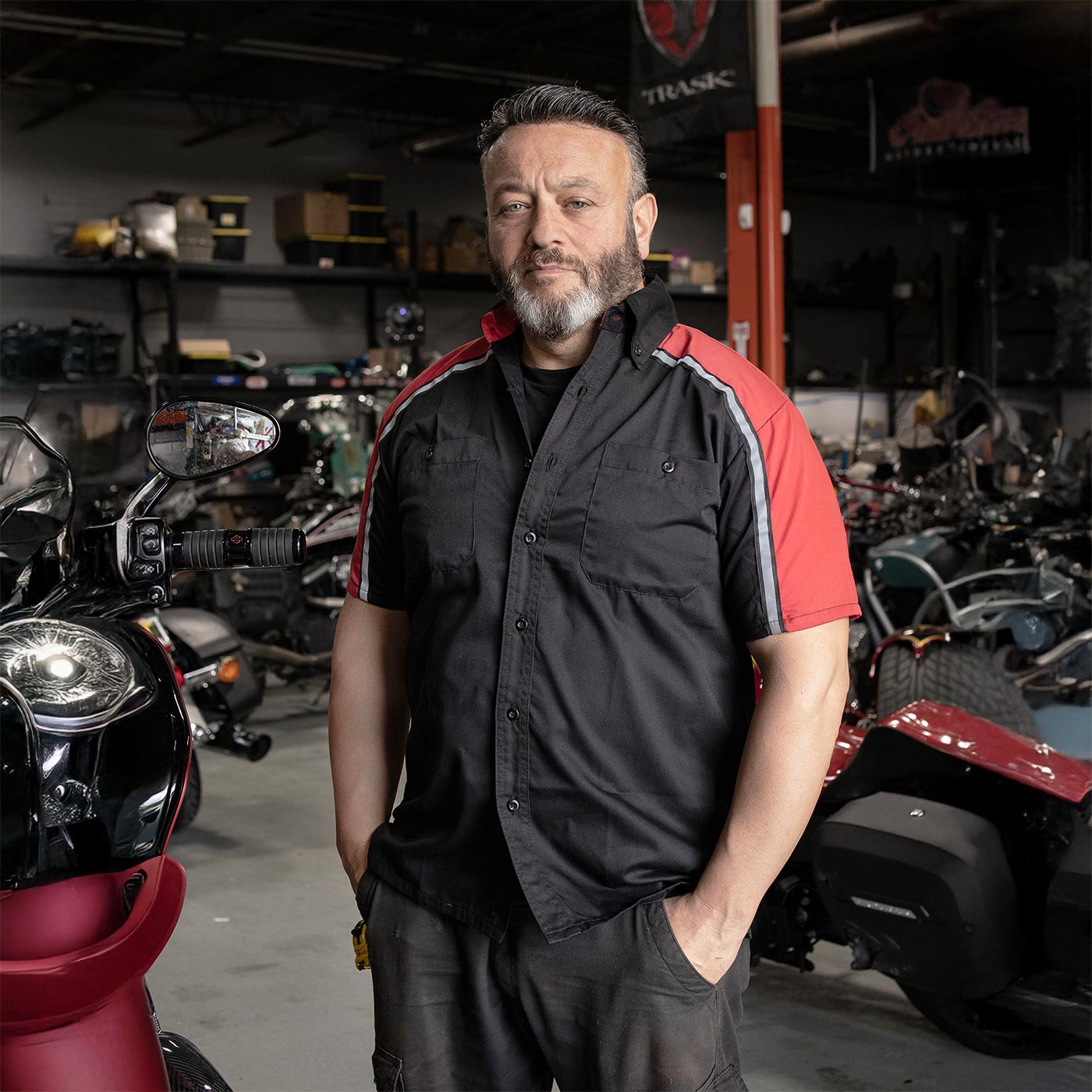 Milwaukee Motorcycle Clothing Co. Men's Blk/Red Mechanic Work