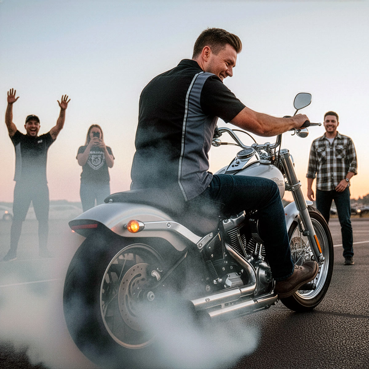 Milwaukee Motorcycle Clothing Co. Men’s Blk/Grey Mechanic Work Shirt – w / Reflective Strip, Rider‑Built MDM11608