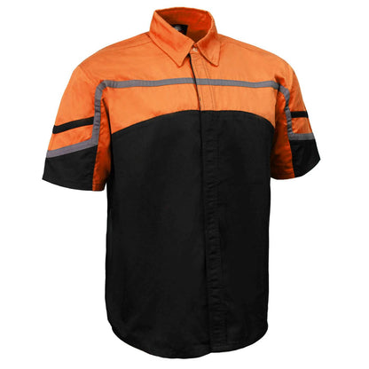 MMCC Men’s Torque Shift Reflective Mechanic Work Shirt - 50/50 Cotton Poly Blend - MDM11616