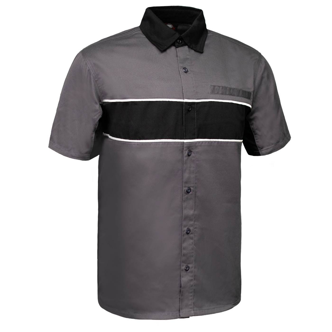 MMCC Men's Hardline Grey Black White Classic Mechanic Shirt - 100% Cotton w/ Microfiber Panel - MDM11619