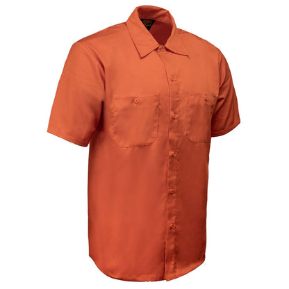 Milwaukee Leather Men’s Classic Button-Up Mechanic Durable Work Shirt - Short Sleeve Cotton Twill Garage Shirt